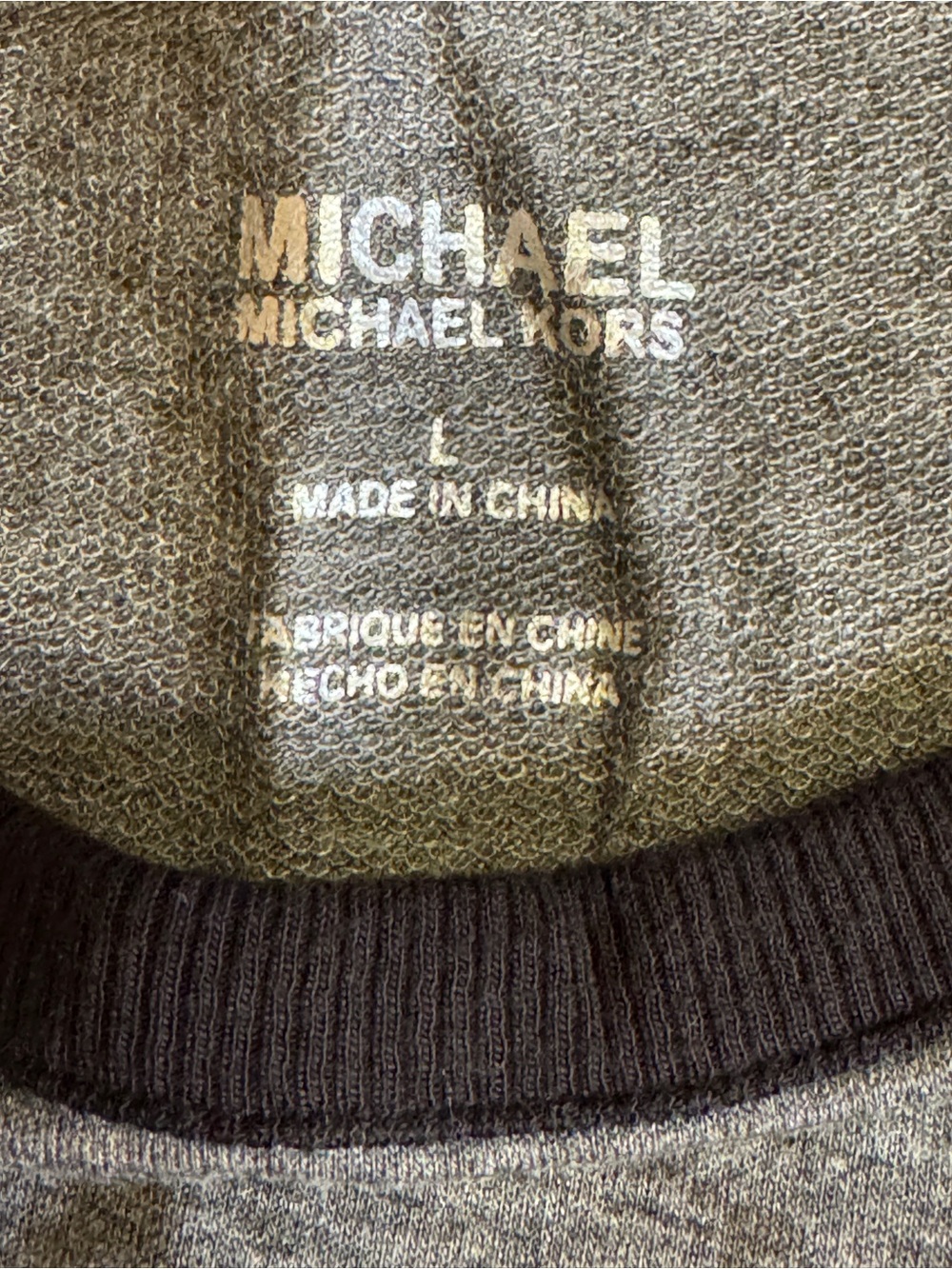 Michael Michael Kors Derby Basics Long Sleeve Logo Top Gray Black Size L NWT - Picture 4 of 8
